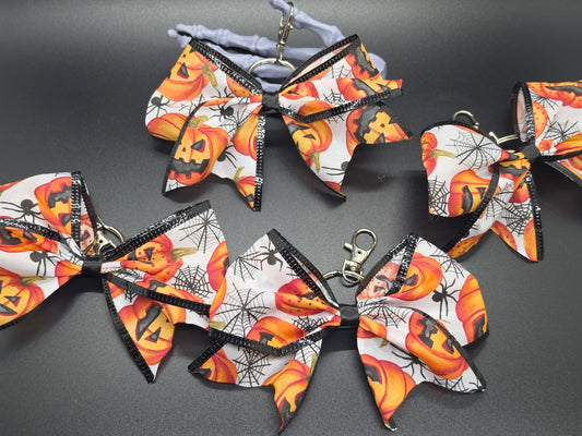 Halloween Pumpkins Purse Charm Cheer Bow Style Clip Handmade