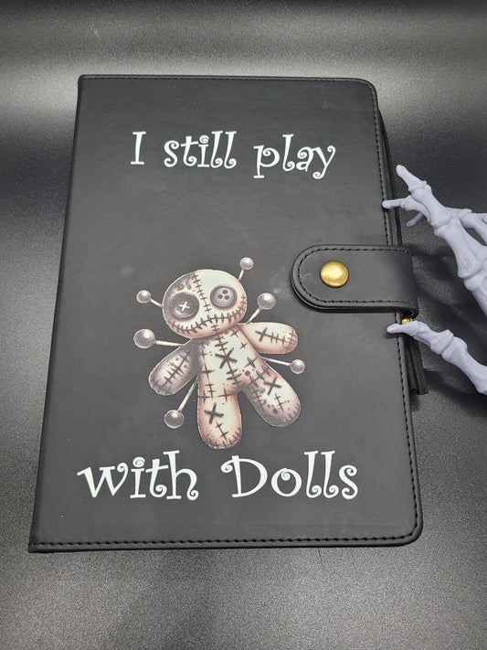 Plays with Dolls Lined Blank Journal Book of Shadows Grimoire Faux Leather