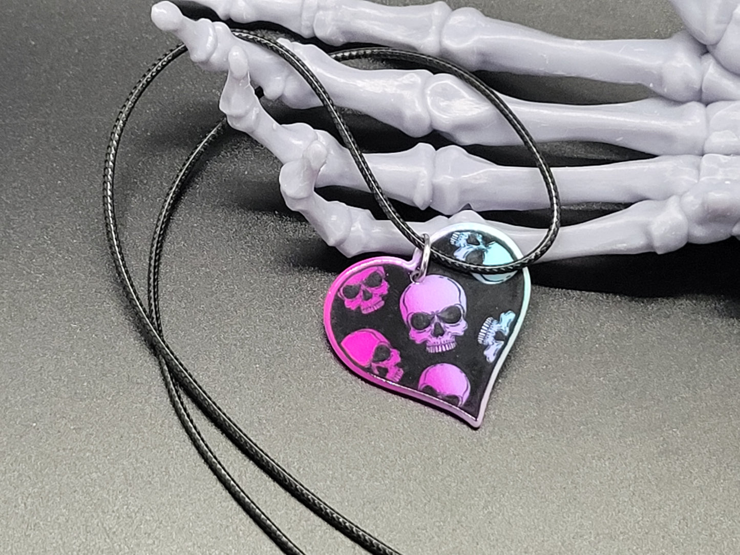 Skull Heart Valentine Resin Earrings Necklace Valloween