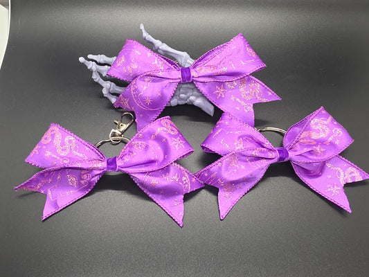 Purple Magic Purse Charm Cheer Bow Style Clip Handmade