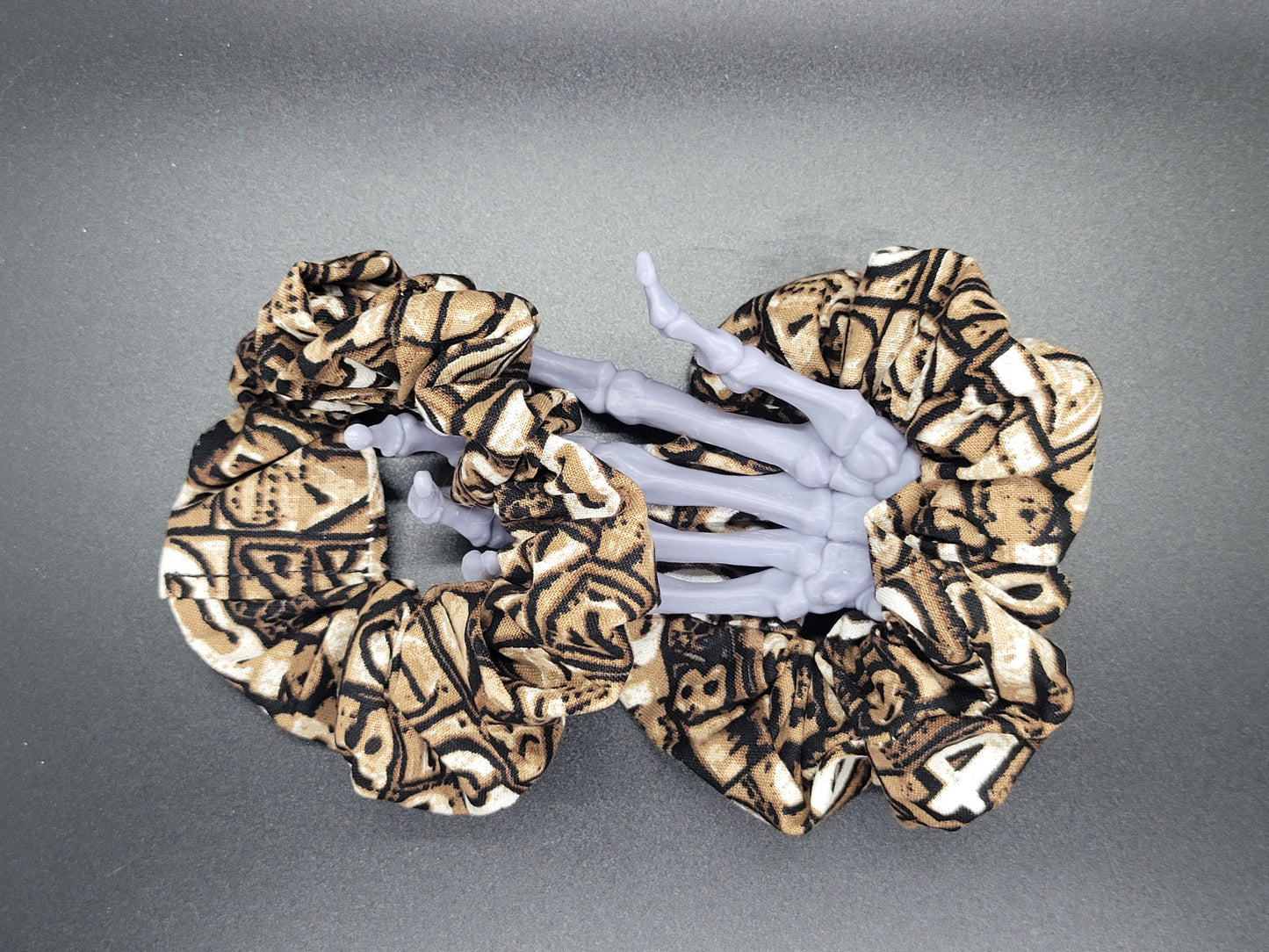 Steampunk Typeset Cotton and Elastic Hair Tie Scrunchie