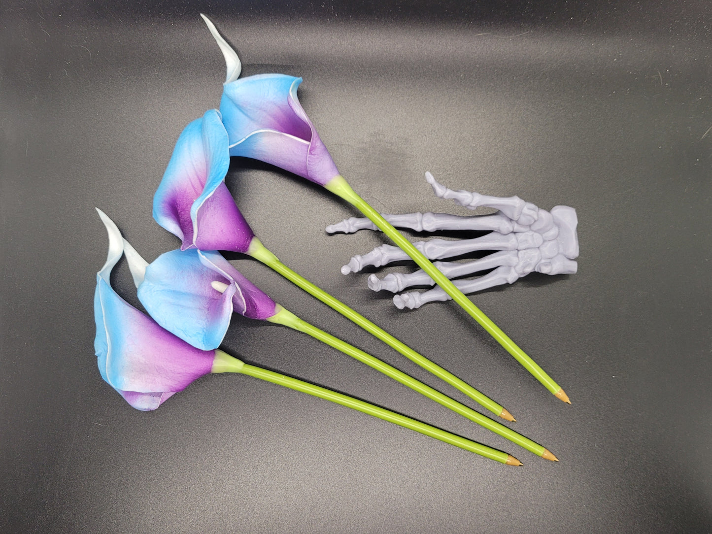Purple Blue Calla Lily Pen Black Ink Writing Wedding