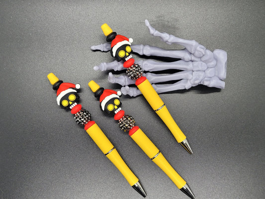 Black Christmas Skull Beaded Pen