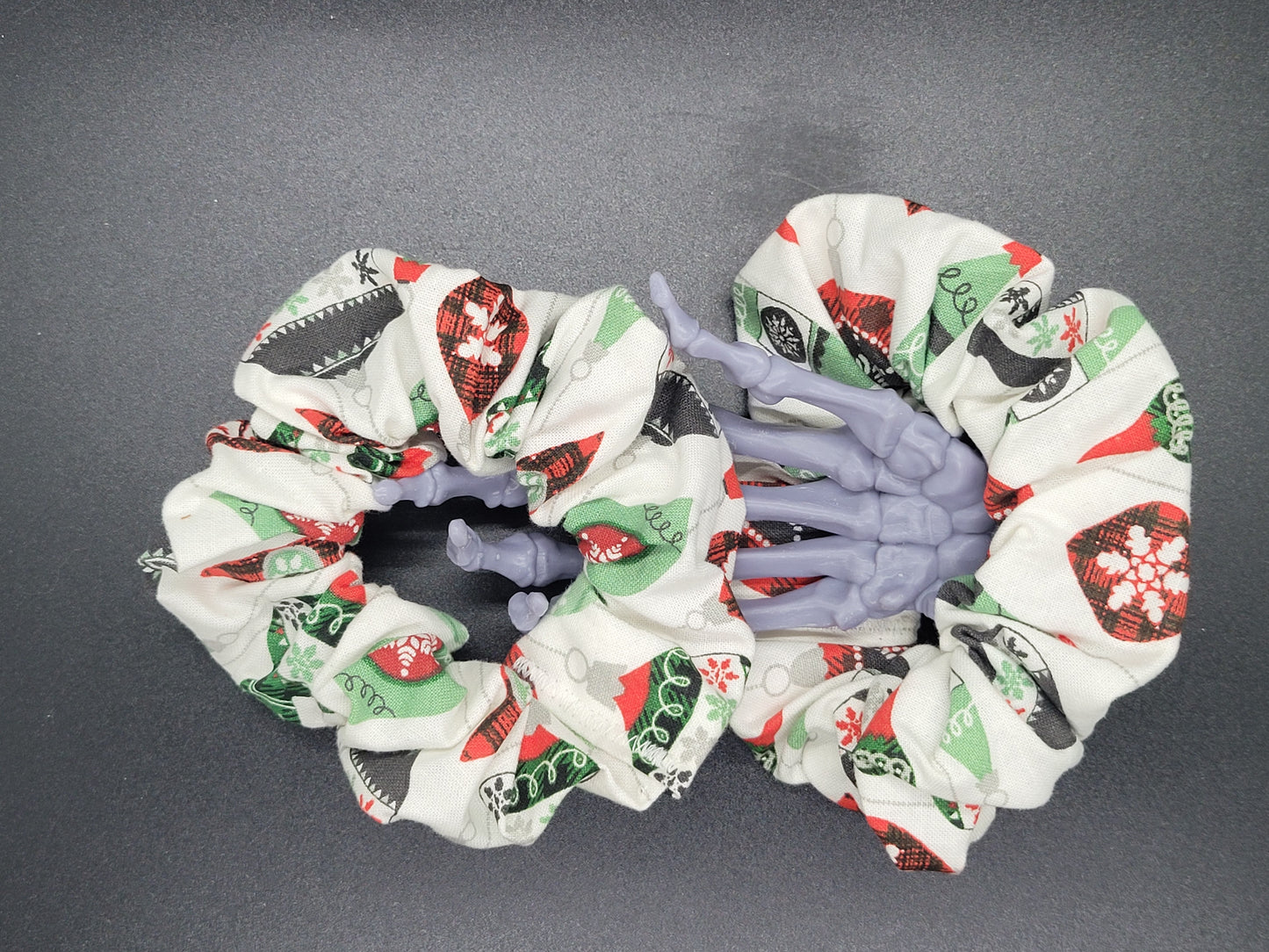 Christmas Ornaments Themed 100% Cotton and Elastic Hair Tie Scrunchie