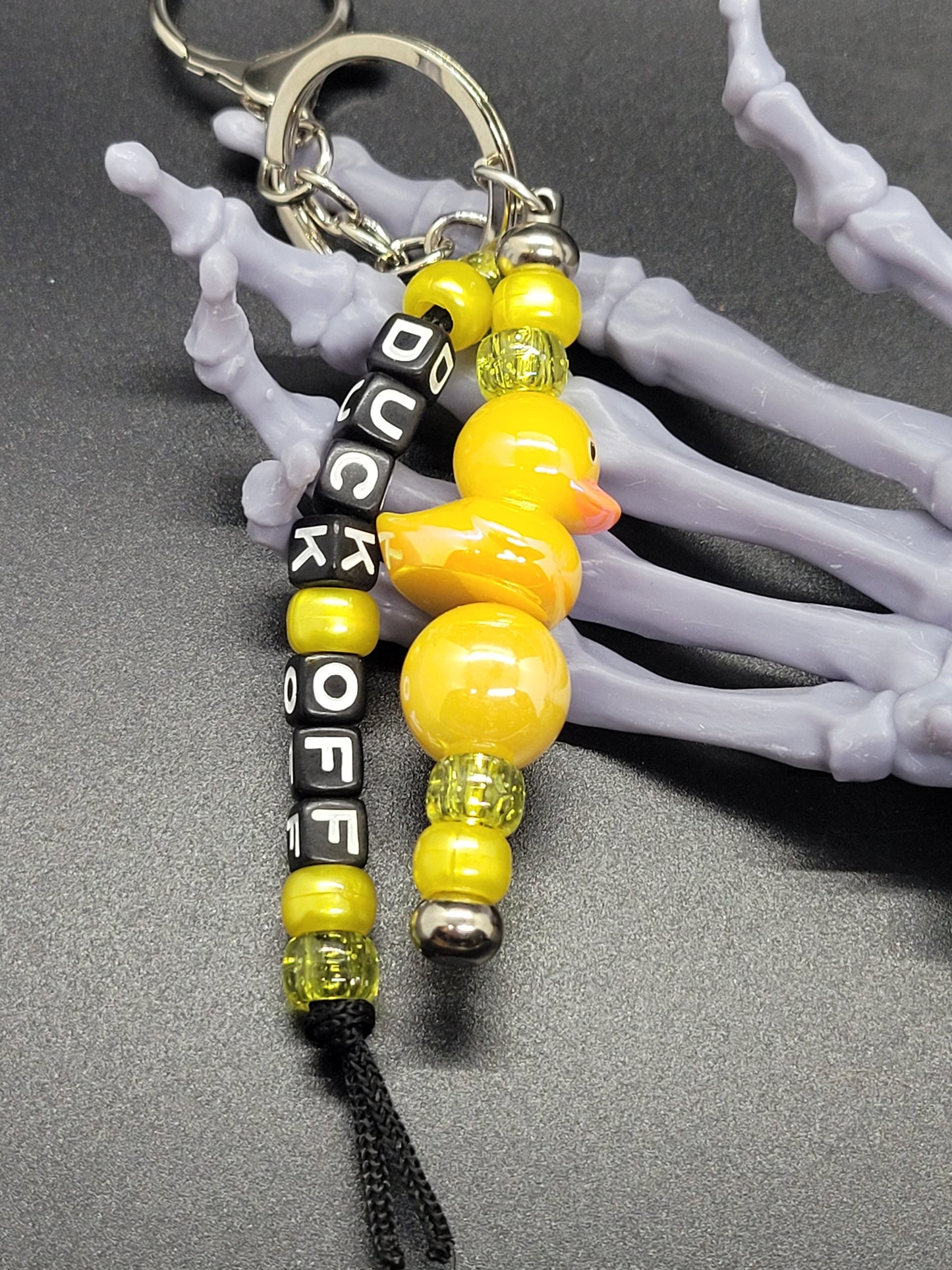 Rubber Ducky Beaded Key Chain Custom Phrase Yellow Keychain