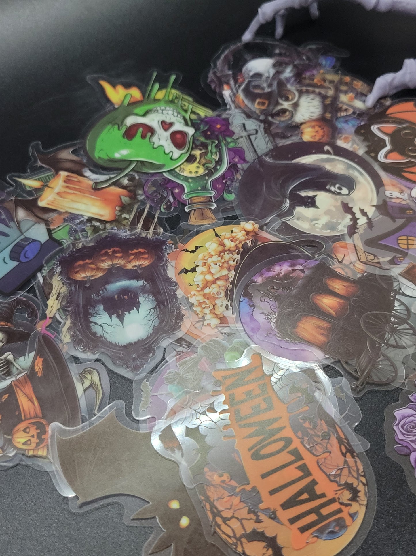 Clear PET Gothic Halloween Vinyl Sticker 10 Pack for Junk Journals Scrapbooks Budget Binders