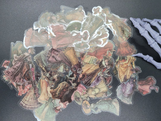 Victorian Women Clear PET Gothic Vinyl Sticker 10 Pack for Junk Journals Scrapbooks Budget Binders