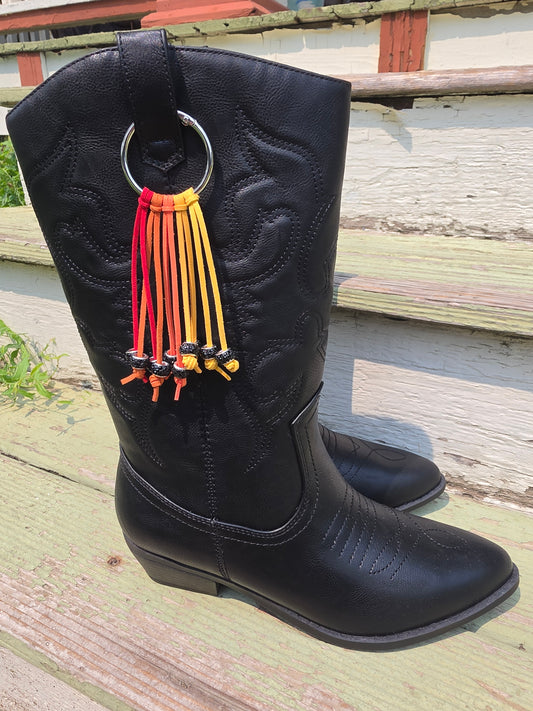 Sunset Western Gothic Boot Fringe Bag Charm Key Chain Clips
